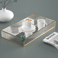 1 x RAW Customer Returns SLHEQING Vintage Mirror Tray Gold, Decorative Tray Glass Tray Rectangular Organizer Tray Cosmetics Jewelry as Dressing Table Storage - RRP €20.42