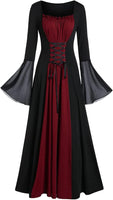 1 x RAW Customer Returns LATH.PIN Medieval Renaissance Dress for Women Gothic Vintage Dress with Corset Lacing and Flared Sleeves Halloween Dresses in A-Line Style Swinging Goth Dress - RRP €22.16