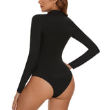 1 x RAW Customer Returns SLIMBELLE Women s High Neck Bodysuit Women s Long Sleeve Breast Breast Sexy Elegant Neck Long Sleeve Bodysuit - RRP €24.0