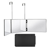 1 x RAW Customer Returns aleawol 360 degree hanging mirror, folding mirror, 3-part mirror for cutting hair yourself, height adjustable with retractable hook, 3-way cosmetic mirror for makeup, shaving, hairdressing - RRP €25.39