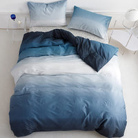 1 x RAW Customer Returns Lanqinglv bed linen 135 x 200 cm blue white gradient reversible bed linen set made of microfiber, soft duvet cover and 1 pillowcase with zipper - RRP €27.2