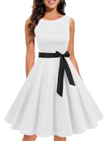 1 x RAW Customer Returns Gardenwed Women s Rockabilly 50s Festive Dresses Summer Knee-Length White A-Line Petticoat Cocktail Dresses Bridesmaid Dress Dress Wedding Guest White M - RRP €34.57