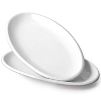 1 x RAW Customer Returns DOWAN Serving Plate, Set of 2 Oval Plates, Large Ceramic Dinnerware, Party Tableware, Baking Trays for Turkey Meat, Fish, Appetizers, Appetizers, Desserts, White - RRP €36.99