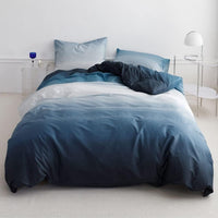 1 x RAW Customer Returns Lanqinglv bed linen 220 x 240 cm blue white gradient reversible microfiber bed linen set, soft double bed duvet cover and 2 pillowcases with zipper - RRP €38.3