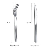 1 x RAW Customer Returns Steak cutlery set 12 pieces, premium stainless steel 6 table forks and 6 table knives set, steak knives steak forks for 6 people, highly polished, dishwasher safe shiny silver  - RRP €19.28