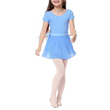 1 x RAW Customer Returns Durio children s ballet clothing girls ballet dress dance dress girls cotton short sleeve ballet leotard with skirts and leggings light blue 5-6 years - RRP €20.16