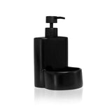 1 x RAW Customer Returns KOOK TIME dishwashing liquid dispenser made of matt ceramic, soap dispenser for the kitchen with storage space for a scrubber or sponge, 10 x 11.5 x 18 cm. Compact and elegant sink organizer matt black  - RRP €17.53