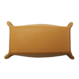 1 x RAW Customer Returns FrasiBags Pocket Empty Modern Design in Genuine Leather Made in Italy, Entrance Storage Tray, Entrance Pocket Empty Small Rectangular Desk Organizer Mustard  - RRP €35.2