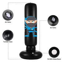 1 x RAW Customer Returns Punching Bag Children, 160cm Inflatable Punching Bag Standing Children Standing Punching Bag for Karate, Taekwondo, Boxing, Stress Relief Boxing Target Heavy Training Fitness Sandbag-Ninja Blue - RRP €21.2