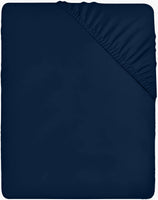 1 x RAW Customer Returns Utopia Bedding - Fitted Sheet 140x200cm - Navy Blue - Brushed Polyester Microfiber Fitted Sheet - 35cm Deep Pocket - RRP €14.49