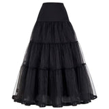 1 x RAW Customer Returns Linghe 50s Long Petticoat Ruffled Crinoline Vintage Wedding Bridal Petticoat for Wedding Dresses Underskirt Rockabilly Tutu Skirt Black, M  - RRP €23.89