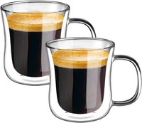 1 x RAW Customer Returns ecooe double-walled espresso cups espresso glass set borosilicate glass coffee cups glass set of 2 120ml coffee glass tea glasses with handle for cappuccino, latte macchiato, tea, ice cream, milk, beer - RRP €14.87