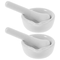 1 x RAW Customer Returns VILLCASE 2 sets 4 pieces small porcelain mortar pestle set ceramic small herb bowl pesto powder kitchen mortar scientific accessories 60 mm - RRP €15.99