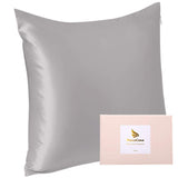 1 x RAW Customer Returns PiccoCasa silk pillowcase 80x80 pillowcase made of 100 silk 22 momme pillowcase hair and skin care with zipper gift box gray 80x80cm - RRP €50.41