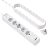 1 x RAW Customer Returns 5-way power strip 3m with USB, NTONPOWER multiple socket surge protection wall mounting use adhesive, long extension cable child safety lock, white, MULTIWAY - RRP €36.99