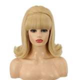 1 x RAW Customer Returns 60s wig FVCENT Hippie Wig 70s Retro Beehive Style Vintage Look Flicked Beehive Bob Outward Wavy Wig with Bangs Blonde  - RRP €25.99