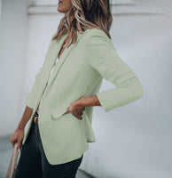 1 x RAW Customer Returns Cicy Bell Women s Long Sleeve Casual Blazer Work Office Button Open Front Jacket Suit, Light Green, XXL - RRP €24.0