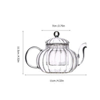 1 x RAW Customer Returns SHERCHPRY Teapot Warmer Glass Flower Teapot Small Clear Glass Teapot Pumpkin Glass Teapot Borosilicate Clear for Camping Travel Tea Kettle with Tea Strainer - RRP €18.89