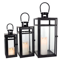 1 x RAW Customer Returns TRIROCKS Stainless Steel Decorative Lantern 30cm High Metal Candle Holder with Clear Glass Panels Perfect for Home Decor Living Room Parties Events Table Top Indoor Outdoor Matte Black  - RRP €32.62