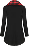 1 x RAW Customer Returns ELFIN Women s Tunic Long Sleeve Sweatshirt Elegant Long Sleeve Shirt A-Line Long Pullover Shawl Collar Long Shirt Autumn Tops Blouses Tops Black Red Checked S - RRP €33.26