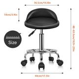 1 x RAW Customer Returns KKTONER rolling stool swivel stool with low backrest and footrest height adjustable 48-64cm made of PU leather black - RRP €55.69