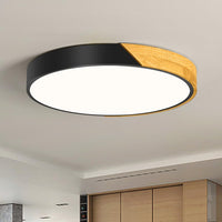 1 x RAW Customer Returns Qamra LED ceiling light, ceiling light black 40cm, ceiling lamp wood 36W, round lamp for living room bedroom kitchen hallway dining room 4000K - RRP €58.99