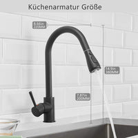 1 x RAW Customer Returns Heable Black Kitchen Faucet with Pull-Out Shower Faucet Kitchen 360 Swivel Mixer Taps for Kitchen Faucet Single Lever Mixer for Kitchen Sink Sink Faucet - RRP €66.54