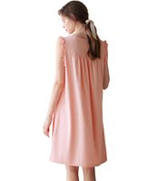 1 x RAW Customer Returns Nanxson Women s Cotton Nightdress Plus Size Sleepshirt Sleeveless Night Dress Lace V-Neck Nightwear Loungewear 3XL, Pink  - RRP €25.08