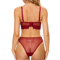 1 x RAW Customer Returns SHEKINI Lingerie Women s Sexy Underwear Push Up Lace Bra with Underwire and Briefs Backless Deep Neck Lingerie Lingerie Sets Wine Red, 6148.85C  - RRP €23.9