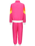 1 x RAW Customer Returns Miulruma 80s costume men s women s tracksuit jacket trousers suit with 80s accessories 80s 90s outfit clothing for men retro style hit party bad taste party rose red A003XL - RRP €33.26