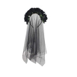 4 x Brand New SUNTRADE Women Girls Zombie Bride Black Veil with Flower Headband for Halloween Cosplay Wedding Costume Headwear - RRP €52.4