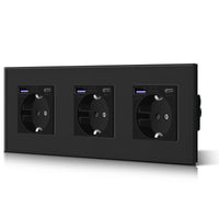 1 x RAW Customer Returns BSEED Schuko Wall Socket with 20W USB and Type C Glass Fast Charger 3 in 1 Recessed Wall Socket Charging Power and USB C Adapter Charging Station, Easy Installation 228cm Black - RRP €43.14