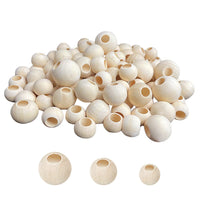 2 x RAW Customer Returns Wooden balls with hole 120pcs, wooden beads for threading large, 20 25 30mm macrame beads, macrame wooden beads, wooden beads for DIY jewelry making home improvement crafts, loose beads - RRP €24.2