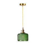 1 x RAW Customer Returns ZTTECH 170mm Green Glass Pendant Light, Brass and Glass Hanging Lamp with On Off Switch Ceiling Light for Bedside Table-B Green  - RRP €74.21