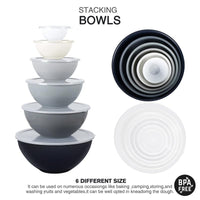 1 x RAW Customer Returns Greentainer salad bowl set with lid, 12-piece plastic mixing bowl, stackable mixing bowls with lids for the kitchen, large bowl set, serving bowls ideal for mixing and serving - RRP €29.99