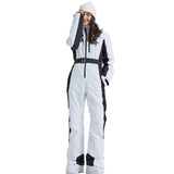 1 x RAW Customer Returns HOTIAN Women s Ski Suit One Piece Ski Suit Winter Warm Snow Skiing Windproof Waterproof Outdoor Snowsuit Hooded Thickening Ski Suit White M - RRP €189.99