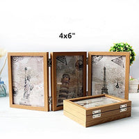 4 x Brand New Xshelley Retro Home Jewelry Gifts, 3 Solid Wooden Double Folding Frames, Double-Sided Photo Frame 180 Degree Rotation, Creative Photography Studio Album, Dense Wood, Clear, 4X6 - RRP €76.8