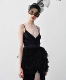 1 x RAW Customer Returns Keland Women s Skirts, Natural Natural Feathers, Family Party, Feather Skirt Black, L  - RRP €39.99