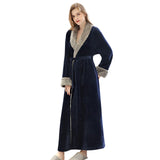 1 x RAW Customer Returns CaiDieNu Women s Long Winter Dressing Gown Warm Bathrobe in Soft Fleece - Christmas Gift Ideas for the Wife - Blue L - RRP €38.98