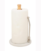 1 x RAW Customer Returns Marble and wood paper towel holder with stainless steel arm - RRP €27.22