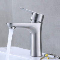 1 x RAW Customer Returns XIAJIA Stainless Steel Mixer Tap, Bathroom Faucet, Basin Faucet, 2 x Hot and Cold Water Hoses - RRP €27.18