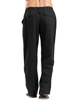 1 x Brand New FEOYA Men s Cotton Blend Linen Trousers Casual Pants with Pockets Casual Drawstring Trousers S to 5XL Size XL, black - RRP €27.6