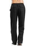 1 x Brand New FEOYA Men s Cotton Blend Linen Trousers Casual Pants with Pockets Casual Drawstring Trousers S to 5XL Size XL, black - RRP €27.6