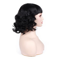 1 x Brand New Liamiona Black and White Short Curly Wig with Bangs Cosplay Wig Heat Resistant Synthetic Hair Women Fashion Wigs Adult  - RRP €16.99