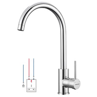 1 x RAW Customer Returns BONADE low pressure tap kitchen sink tap swivel range 360 kitchen tap single lever mixer for pressureless boiler kitchen sink chrome with 3 connections  - RRP €34.27