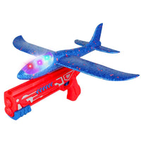 1 x Brand New Foreverup Polystyrene Plane, Glider Plane Toy with LED Catapult Gun, Interactive Outdoor Plane Launcher Toys Game for Children 3-10 Years - RRP €20.4