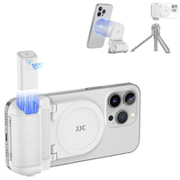 1 x RAW Customer Returns JJC Magsafe Magnetic Cell Phone Hand Girp with Bluetooth Remote Control, Photography Grip for iPhone, Android Smartphones, Desk Phone Stand and Cell Phone Tripod Mount Adapter, White - RRP €26.99