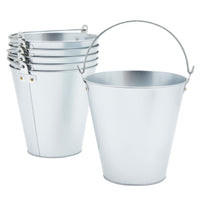 1 x RAW Customer Returns 6 galvanized buckets with handles, vintage style, 2.9 liters, silver, each 17.8 cm - RRP €25.3