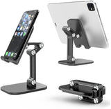 1 x RAW Customer Returns Tablet and Mobile Holder, Mobile Table Holder Excellent Quality, ABS, Foldable, Adjustable Angle, Robust and Strong, Compatible with Ipad, Mobile Tablet up to 12.9 inch, New Design from 2023 - RRP €18.0