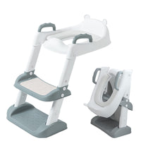 1 x RAW Customer Returns Children s toilet seat reducer with ladder, children s potty with armrest and PU cushion, can be folded, suitable for children aged between 1 and 7 years grey  - RRP €27.2